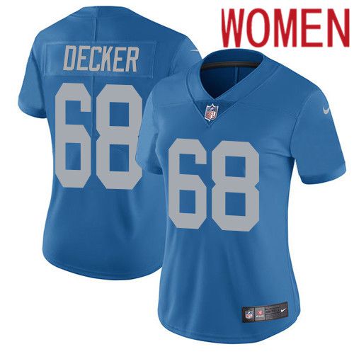 Women Detroit Lions #68 Taylor Decker Nike Blue Alternate Vapor Limited NFL Jersey->women nfl jersey->Women Jersey